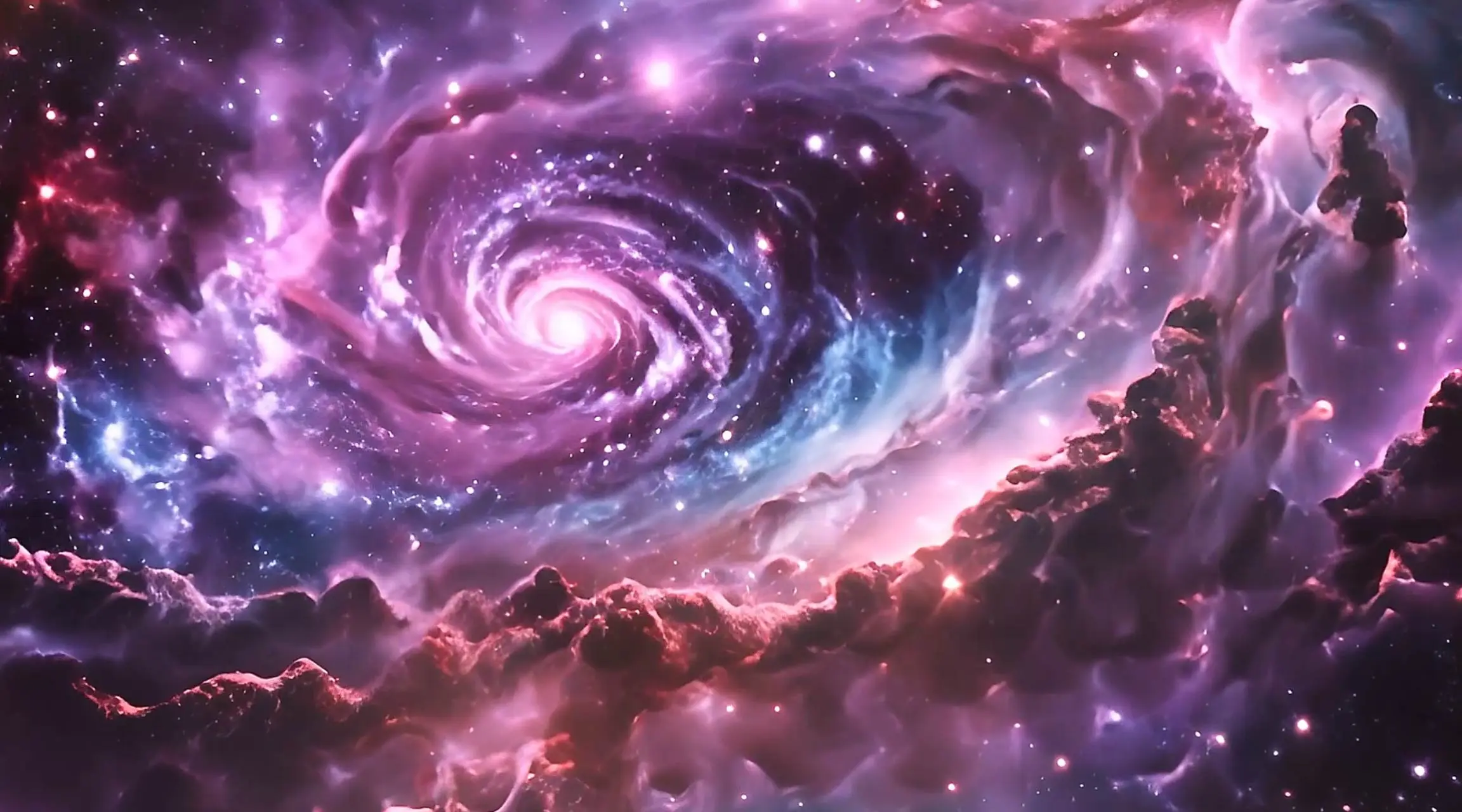 Purple Hued Galaxy Spin Abstract Space Motion Graphic